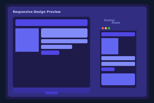 Responsive Webdesign Mockup auf Desktop, Tablet und Smartphone